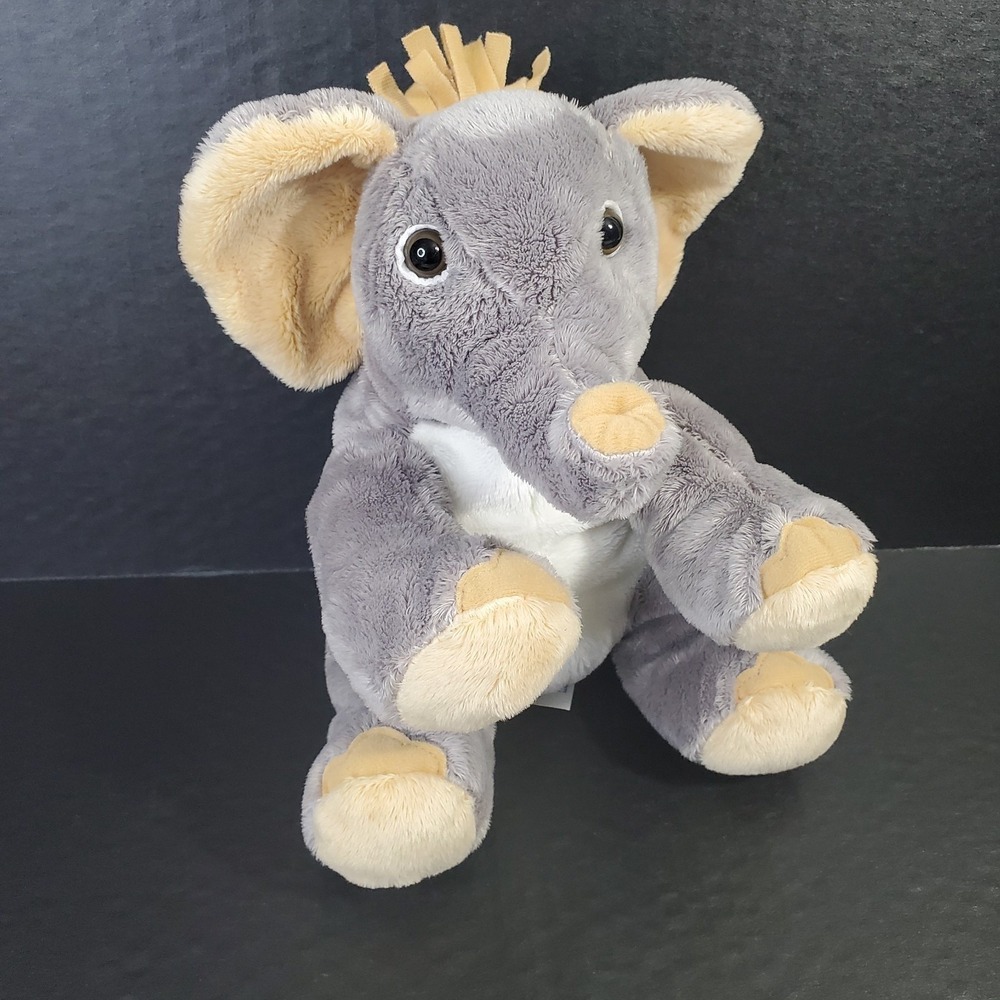 Kids Of America Elephant Plush 9" Stuffed Animal Brown Ears Feet Hair Nose‎